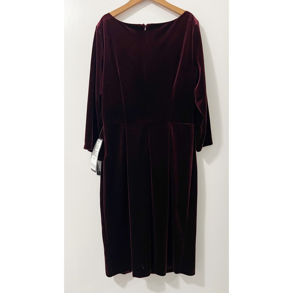 Alex Evenings Velvet Ruched Embellished Sheath Dress Burgundy Size 12 - Picture 3 of 10